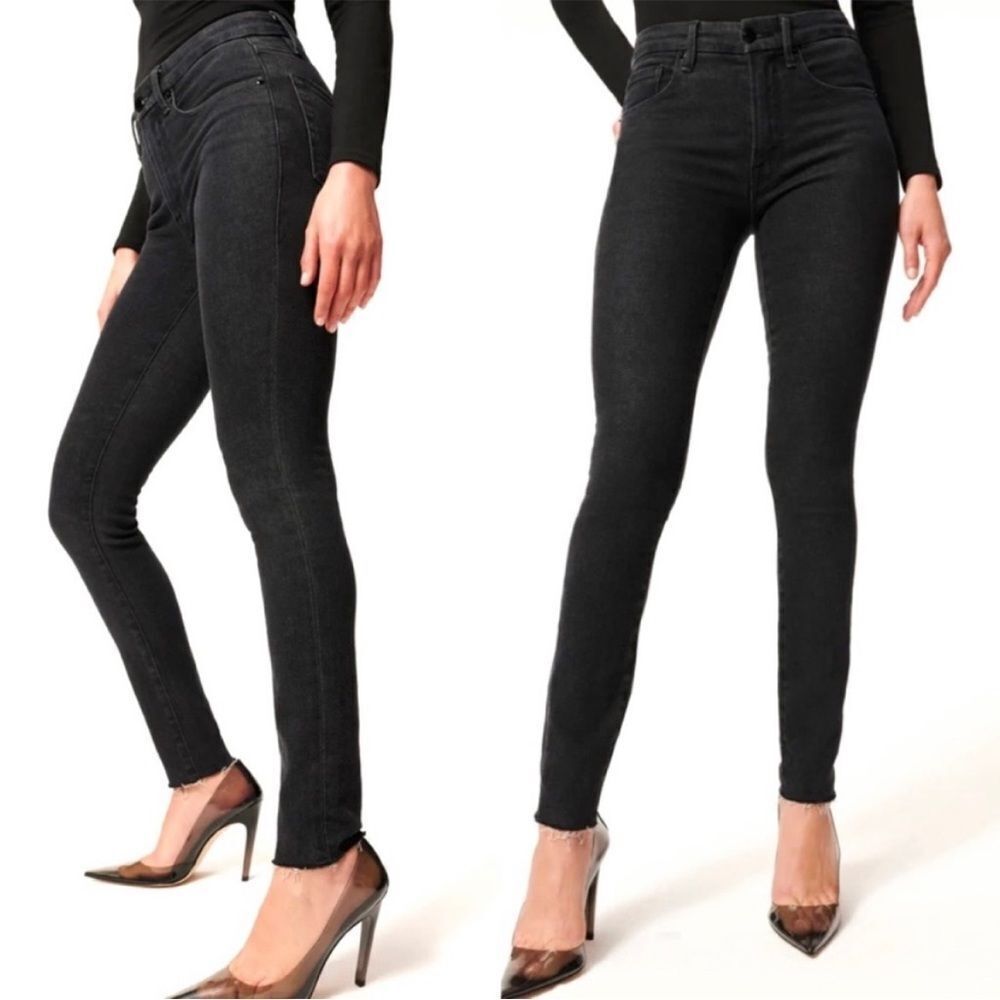 Good American Good Legs Raw Hem Jeans in Black184 Style GLRH419T